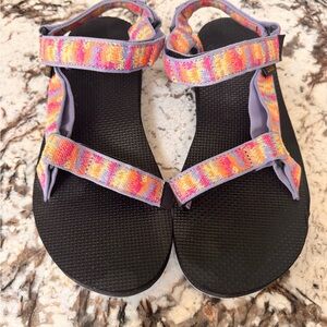 TEVA Strap Outdoor Sandals - Black Footbed with Multicolor Straps